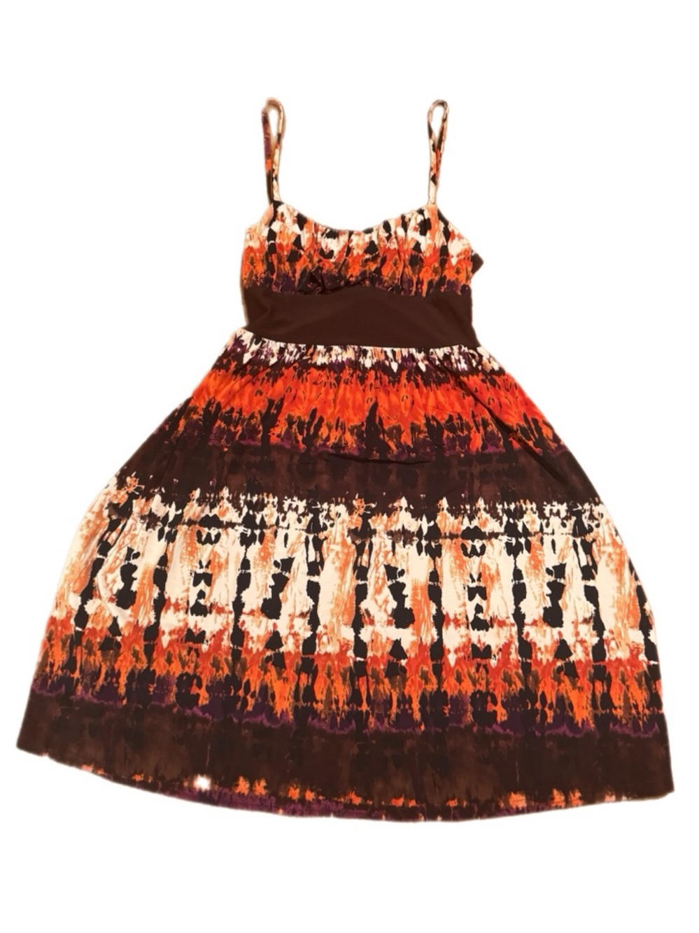 Wrapper Orange Brown Tie-Dye Spaghetti Strap Dress Women’s Size Small